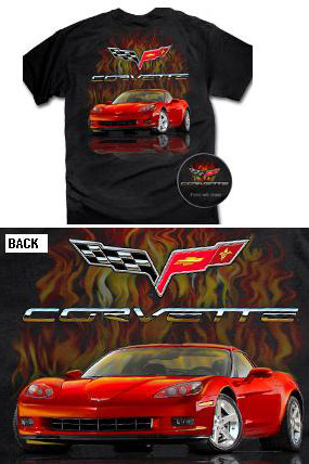 C6 Corvette T-shirt - Red Flames